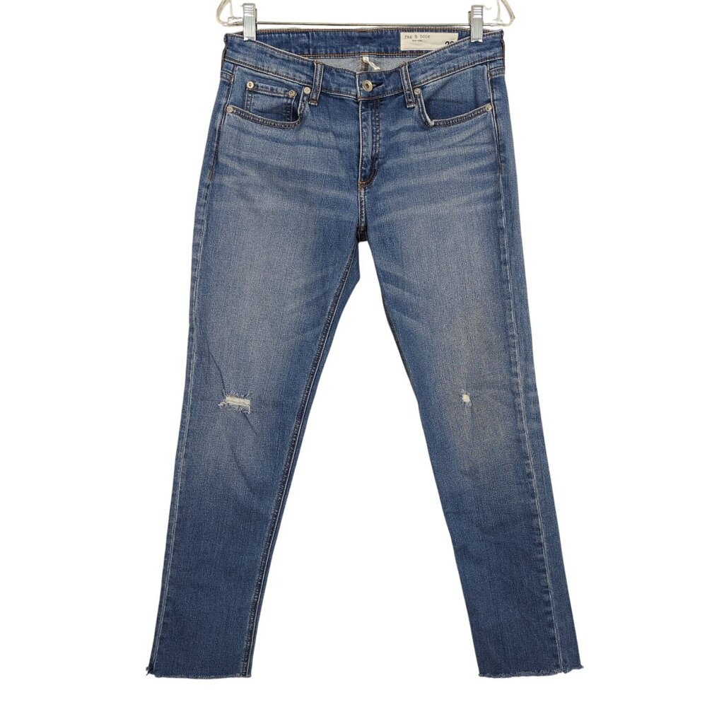 Rag & Bone Dre Low Rise Slim Boyfriend Women Jeans 28 light blue distressed